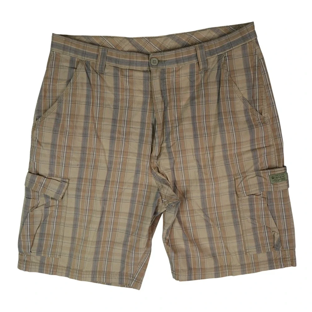 Vintage Wrangler Hero Cargo Shorts Mens 36x10 Plaid Cotton Outdoor Utility Y2K